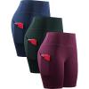 image:imageNELEUS Womens 3 Pack Athletic Shorts for Biker Running Workout with Pocket1010 Dark RedNavyDark Green 3 Pack