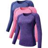 image:imageNELEUS Womens 3 Pack Compression Shirts Long Sleeve Yoga Athletic Running T Shirt8021 Blue purple pink