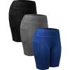 image:imageNELEUS Womens Athletic Shorts High Waist Tummy Control Workout Biker Shorts for Running Gym Yoga9005 3 Pack blackGreyBlue