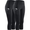 image:imageNELEUS Womens Tummy Control High Waist Capri Running Leggings Yoga Pants with Pocket9027 BlackBlack 2 Pack