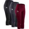 image:imageNELEUS Womens Tummy Control High Waist Capri Running Leggings Yoga Pants with Pocket9027 BlackGreyBurgundy 3 Pack