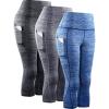 image:imageNELEUS Womens Yoga Running Capris Tummy Control High Waist Workout Pants9034 BlackGreyBlue 3 Pack