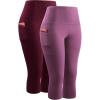 image:imageNELEUS Womens Yoga Running Capris Tummy Control High Waist Workout Pants9042 PinkRed 2 Pack