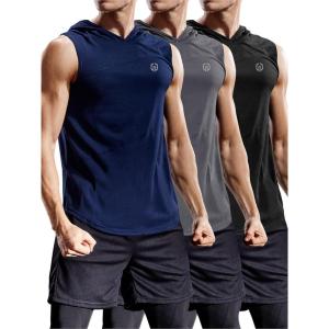 image:imageNELEUS Dry Fit Workout Athletic Muscle Tank Top Running Shirts with Hoods5036 3 Packblack navy Blue grey
