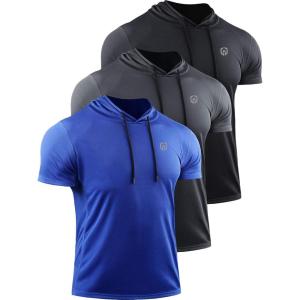 image:imageNELEUS Dry Fit Workout Athletic Muscle Tank Top Running Shirts with Hoods5084 BlackGreyBlue 3 Pack