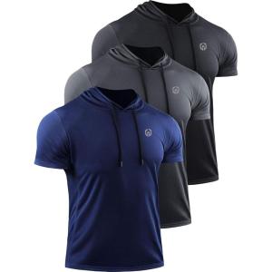 image:imageNELEUS Dry Fit Workout Athletic Muscle Tank Top Running Shirts with Hoods5084 BlackGreyNavy Blue 3 Pack
