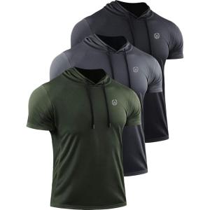 image:imageNELEUS Dry Fit Workout Athletic Muscle Tank Top Running Shirts with Hoods5084 BlackGreyOlive Green 3 Pack