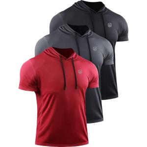 image:imageNELEUS Dry Fit Workout Athletic Muscle Tank Top Running Shirts with Hoods5084 BlackGreyRed 3 Pack