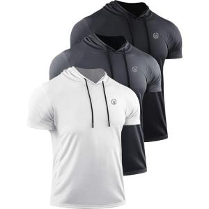 image:imageNELEUS Dry Fit Workout Athletic Muscle Tank Top Running Shirts with Hoods5084 BlackGreyWhite 3 Pack
