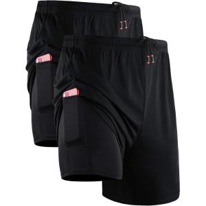image:imageNELEUS Mens 2 in 1 Running Shorts with LinerDry Fit Workout Shorts with Pockets6070 BlackBlack 2 Pack