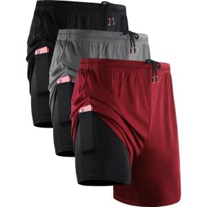 image:imageNELEUS Mens 2 in 1 Running Shorts with LinerDry Fit Workout Shorts with Pockets6070 BlackGreyRed 3 Pack