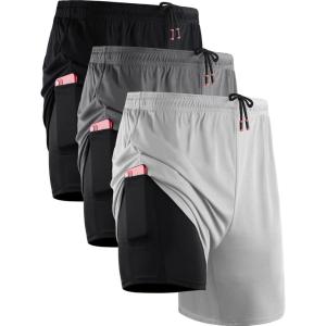 image:imageNELEUS Mens 2 in 1 Running Shorts with LinerDry Fit Workout Shorts with Pockets6070 BlackGreyWhite 3 Pack