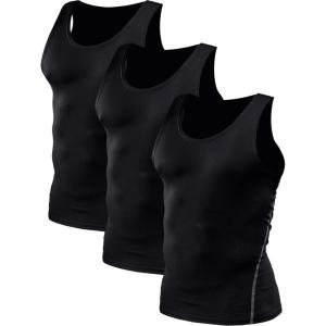 image:imageNELEUS Mens 3 Pack Athletic Compression Under Base Layer Sport Tank Top01 3 Packblack