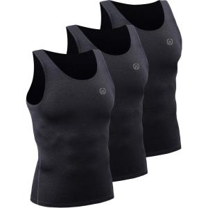 image:imageNELEUS Mens 3 Pack Athletic Compression Under Base Layer Sport Tank Top5074 Black Grey 3 Pack