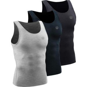 image:imageNELEUS Mens 3 Pack Athletic Compression Under Base Layer Sport Tank Top5074 Black GreySlate GrayLight Grey 3 Pack