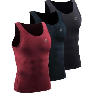 image:imageNELEUS Mens 3 Pack Athletic Compression Under Base Layer Sport Tank Top5074 Black GreySlate GrayRed 3 Pack
