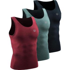 image:imageNELEUS Mens 3 Pack Athletic Compression Under Base Layer Sport Tank Top5074 Light GreenSlate GrayRed 3 Pack