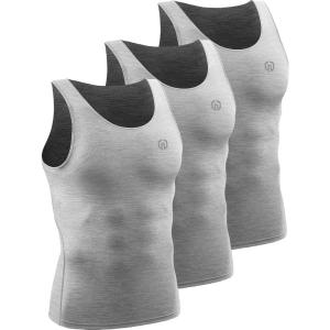 image:imageNELEUS Mens 3 Pack Athletic Compression Under Base Layer Sport Tank Top5074 Light Grey 3 Pack