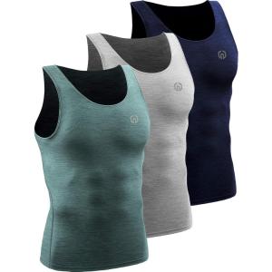 image:imageNELEUS Mens 3 Pack Athletic Compression Under Base Layer Sport Tank Top5074 Light GreyNavyLight Green 3 Pack