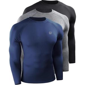 image:imageNELEUS Mens 3 Pack Compression Shirt Athletic Running ShirtsZ029 BlackGreyNavy Blue