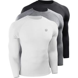 image:imageNELEUS Mens 3 Pack Compression Shirt Athletic Running ShirtsZ029 BlackGreyWhite