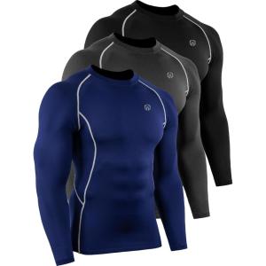 image:imageNELEUS Mens 3 Pack Dry Fit Long Sleeve Compression Shirts Workout Running Shirts5030 Black grey navy Blue 3 Pack