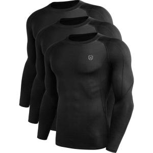 image:imageNELEUS Mens 3 Pack Dry Fit Long Sleeve Compression Shirts Workout Running Shirts5030 BlackBlackBlack 3 Pack