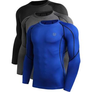image:imageNELEUS Mens 3 Pack Dry Fit Long Sleeve Compression Shirts Workout Running Shirts5030 BlackGreyBlue 3 Pack