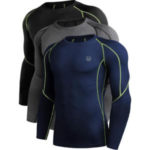 image:imageNELEUS Mens 3 Pack Dry Fit Long Sleeve Compression Shirts Workout Running Shirts5030 BlackgreenGreyNavy Blue 3 Pack