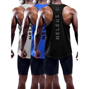 image:imageNELEUS Mens 3 Pack Dry Fit YBack Muscle Tank Workout Gym Shirt5031 3 Pack Black grey blue