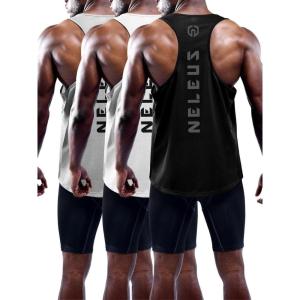 image:imageNELEUS Mens 3 Pack Dry Fit YBack Muscle Tank Workout Gym Shirt5031 3 Pack Black grey white