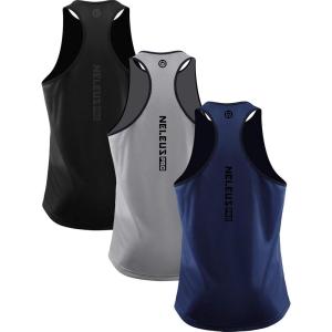 image:imageNELEUS Mens 3 Pack Dry Fit YBack Muscle Tank Workout Gym Shirt5097 BlackGreyNavy Blue 3 Pack