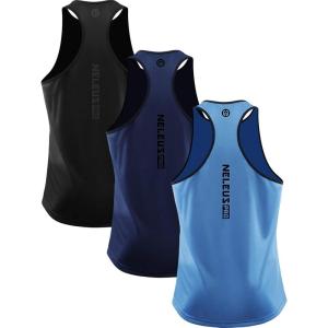 image:imageNELEUS Mens 3 Pack Dry Fit YBack Muscle Tank Workout Gym Shirt5097 BlackNavyLight Blue 3 Pack