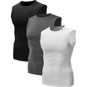 image:imageNELEUS Mens 3 Pack Dry Fit YBack Muscle Tank Workout Gym Shirt803 BlackGreyWhite 3 Pack