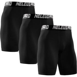 image:imageNELEUS Mens 3 Pack Performance Compression Shorts6028 3 Pack Black