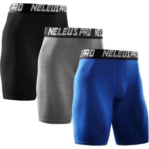 image:imageNELEUS Mens 3 Pack Performance Compression Shorts6028 3 Pack Black grey blue