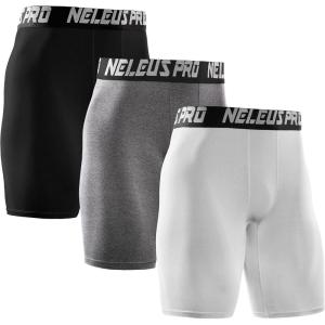 image:imageNELEUS Mens 3 Pack Performance Compression Shorts6028 3 Pack Black grey white