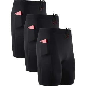 image:imageNELEUS Mens 3 Pack Running Compression Shorts with Pockets6072 BlackBlackBlack 3 Pack