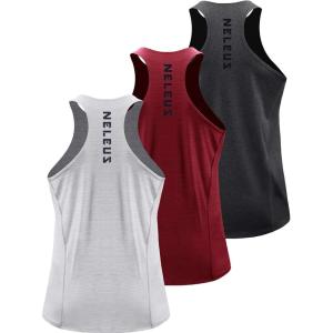 image:imageNELEUS Mens 3 Pack Running Tank Top Dry Fit YBack Athletic Workout Tank Tops5069 Grey BlackLight GreyRed 3 Pack