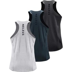 image:imageNELEUS Mens 3 Pack Running Tank Top Dry Fit YBack Athletic Workout Tank Tops5069 Grey BlackSlate GrayLight Grey 3 Pack