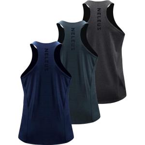 image:imageNELEUS Mens 3 Pack Running Tank Top Dry Fit YBack Athletic Workout Tank Tops5069 Grey BlackSlate GrayNavy 3 Pack