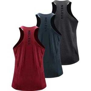 image:imageNELEUS Mens 3 Pack Running Tank Top Dry Fit YBack Athletic Workout Tank Tops5069 Grey BlackSlate GrayRed 3 Pack