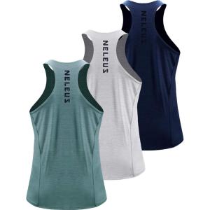 image:imageNELEUS Mens 3 Pack Running Tank Top Dry Fit YBack Athletic Workout Tank Tops5069 NavyLight GreyLight Green 3 Pack