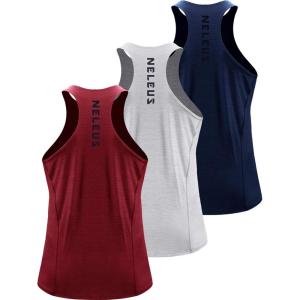 image:imageNELEUS Mens 3 Pack Running Tank Top Dry Fit YBack Athletic Workout Tank Tops5069 NavyLight GreyRed 3 Pack