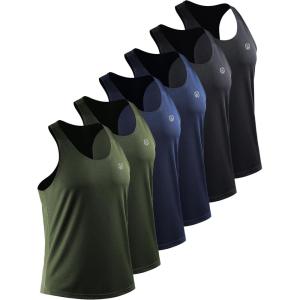 image:imageNELEUS Mens 3 Pack Running Tank Top Dry Fit YBack Athletic Workout Tank Tops6 PackBlack2pcs navy2pcs olive Green2pcs