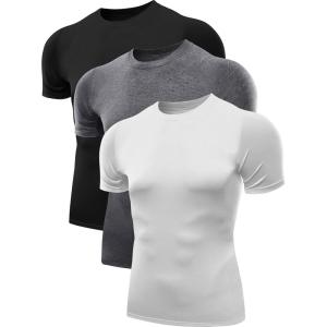 image:imageNELEUS Mens 3 or 4 Pack Workout Athletic Compression Shirts5011 3 Pack Black grey white
