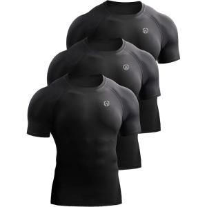 image:imageNELEUS Mens 3 or 4 Pack Workout Athletic Compression Shirts5022 BlackBlackBlack