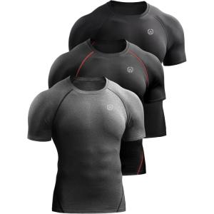 image:imageNELEUS Mens 3 or 4 Pack Workout Athletic Compression Shirts5022 BlackBlackredGrey