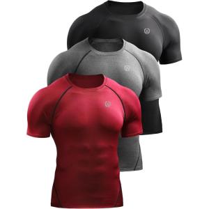 image:imageNELEUS Mens 3 or 4 Pack Workout Athletic Compression Shirts5022 BlackGreyRed