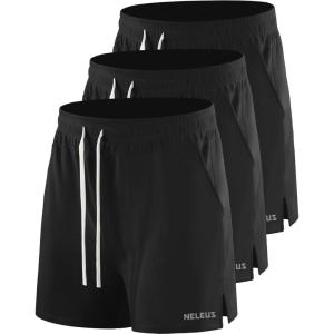 image:imageNELEUS Mens 7 inch Running Shorts Athletic Gym Workout Shorts with Pockets3d Honeycomb Fabric BlackBlackBlack
